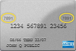 Example locations of CVV on American Express