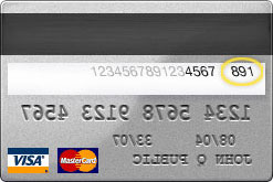 Example location of CVV on VISA and Mastercard